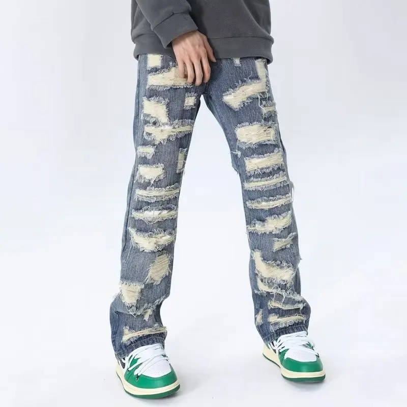 2023 Ropa Grunge Y2K Streetwear Baggy Stacked Ripped Jeans Pants Men Clothing Straight Women Hip Hop Denim Trousers Moda Hombre