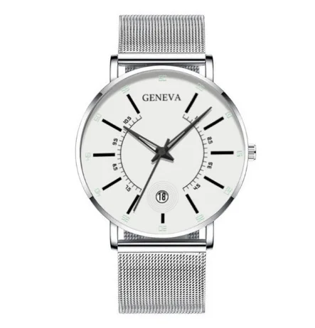 Calendar Sports Men Watch for Women Quartz Watches Stainless Steel Mesh Strap Waterproof Dress Watch Fashion Luxury Wristwatch