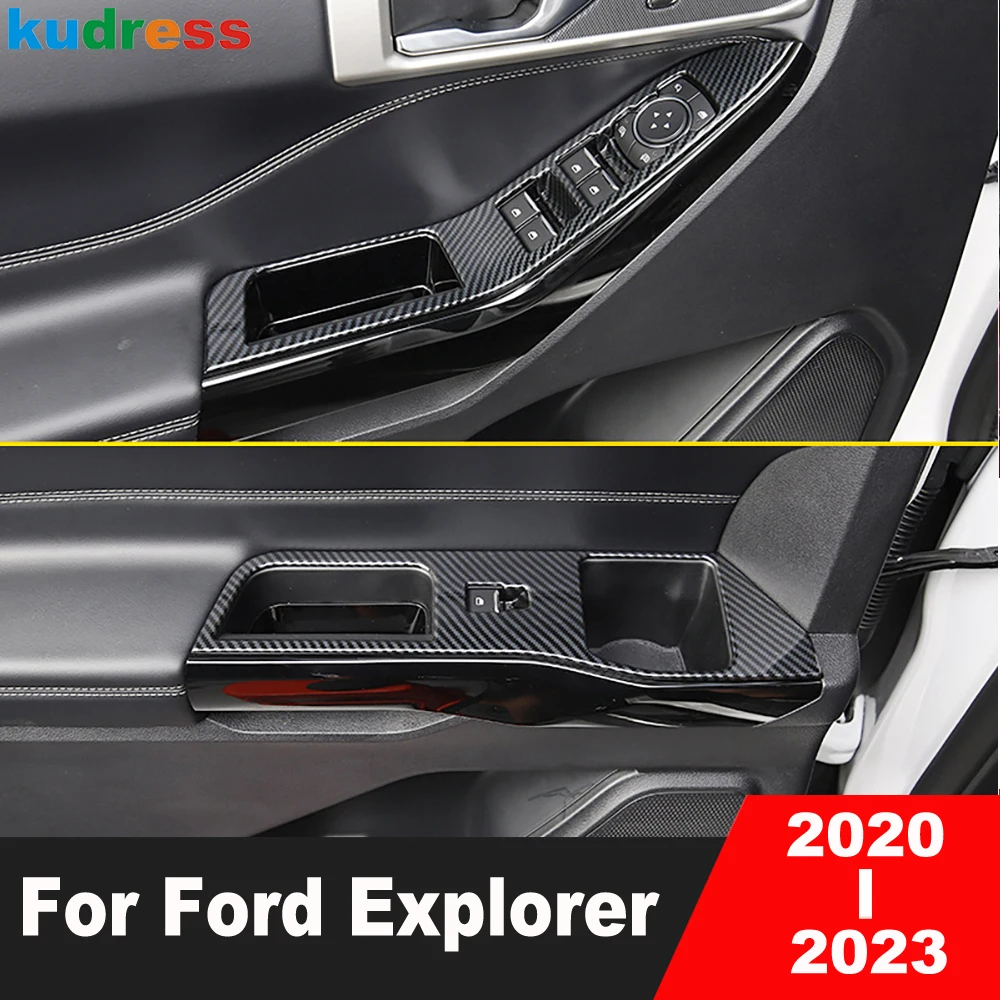 

Car Inner Door Window Lift Switch Button Panel Cover Trim For Ford Explorer 2020-2022 2023 Carbon Fiber Interior Accessories