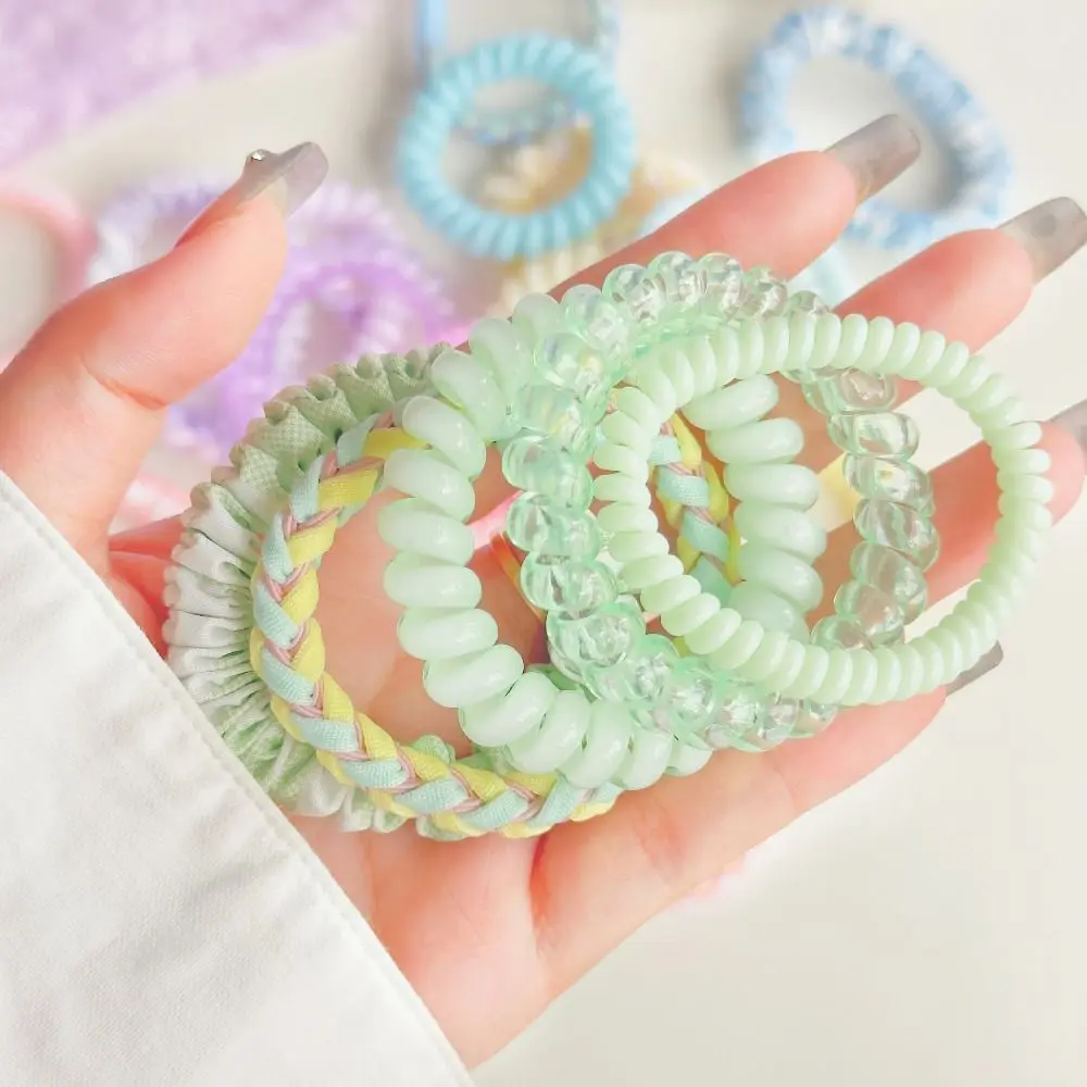 Wave Point Spiral Cord Hair Ring Multicolor Star Sweet Elastic Hair Tie Scrunchies Stretch Telephone Wire Hair Rope Women