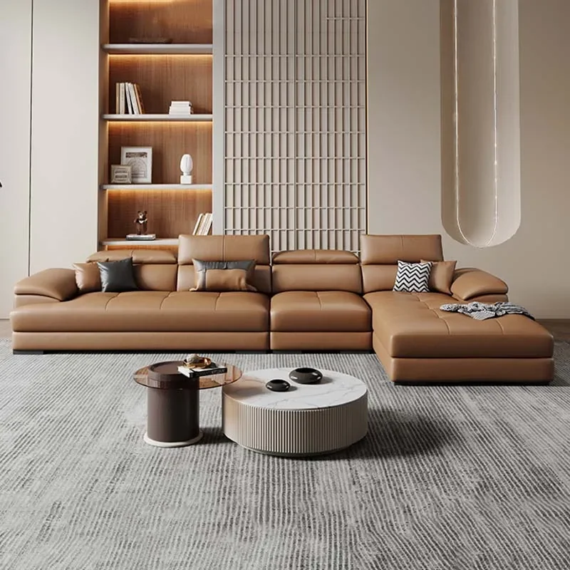 

Европейский модульный угловой диван из натуральной кожи для гостиной, элитная современная мебель
