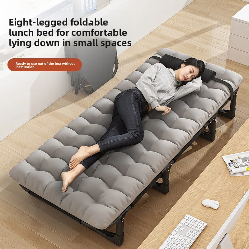 Folding bed office single metal household siesta folding recliner multi-functional camp bed adult siesta artifact