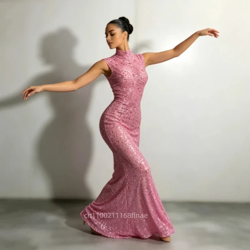 Modern Dance Costumes, Performance Costumes, Nightclubs, Bars, Women's Full Diamond Dress, White Shell Slim Fit, Hip Hugging