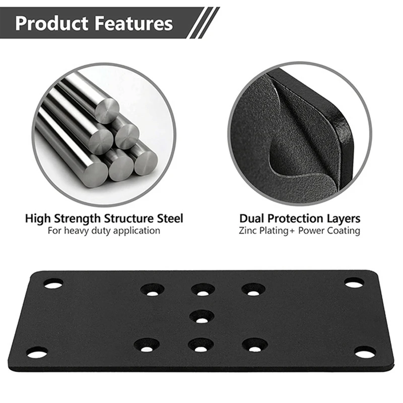 Placa Base de Coluna de Pátio Pesada, Fence Column Base, Black Metal Anchor Plate, Conector da Base da Coluna do Pátio, 2 pcs