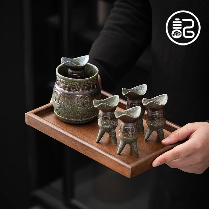 

"Bronze Glaze" retro Chinese style ceramic Baijiu cup, household Chinese spirit jazz cup small wine Gu