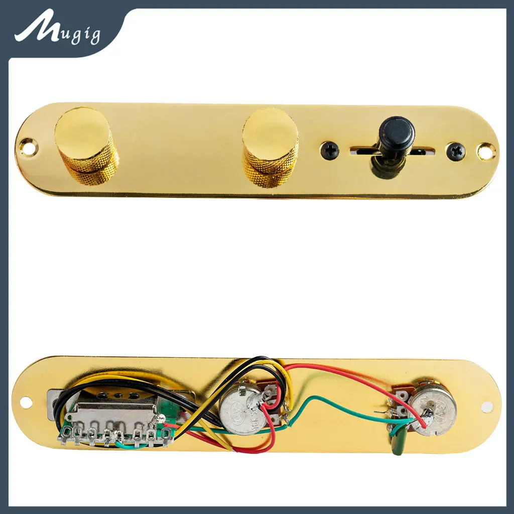 

Mugig Guitar Gold 3 Way Control Plate Wired Loaded Switch Wiring Harness Knobs for TL Electric Guitar