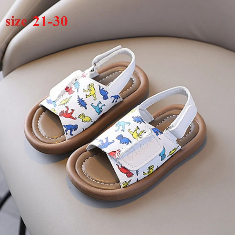  Adorable Dinosaur Toddler Sandals for Boys, Breathable Soft Bottom Summer Beach Shoes for Little Kids 
