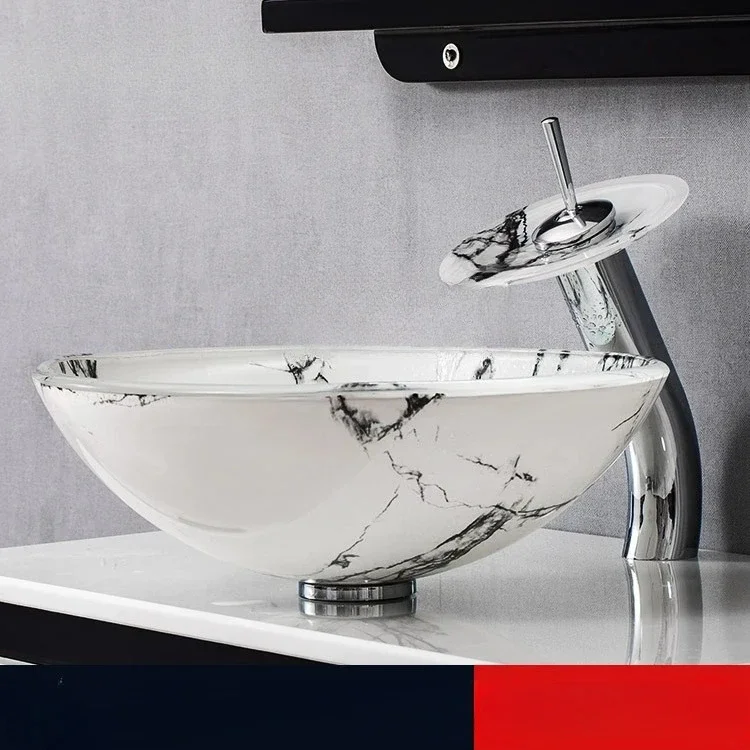 Y Modern simple tempered glass wash basin hotel bathroom counter basin wash basin