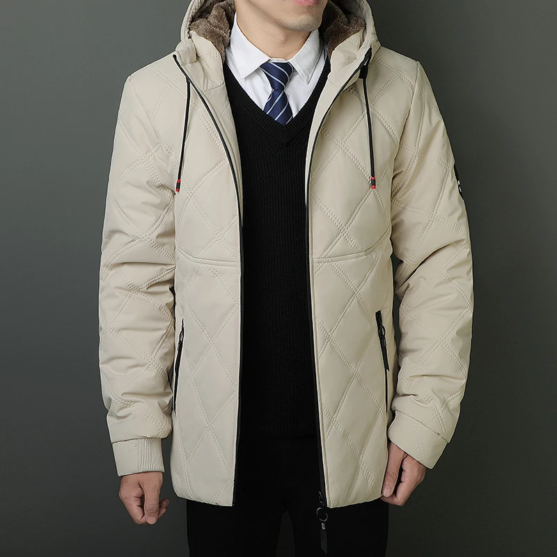 

Новая зимняя мужская утепленная куртка с флисовой подкладкой и капюшоном, теплая, морозостойкая, повседневная, деловая, стильная