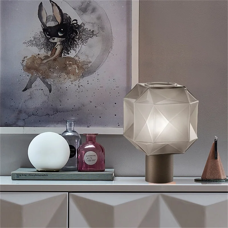 ULANI Nordic Table Lamp Modern Creative Polygon Lampshade LED Desk Light for Home Living Bed Room