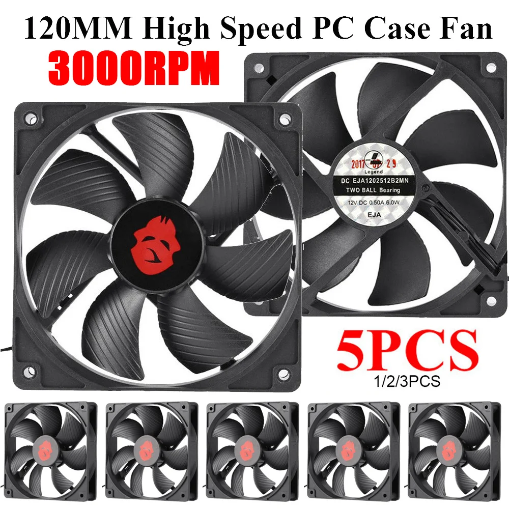 12cm 3000RPM Fan Cooling 12V PC Case Radiator Cooler 120MM Big 4Pin Desktop Chassis Workstation Cabinet Heatsink Fan Server Fans