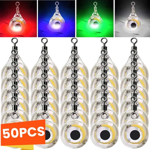 10-50 Uds Mini señuelo de pesca luz forma de ojo señuelo de pesca luz LED gota profunda pesca submarina calamar cebo de pesca señuelo luminoso