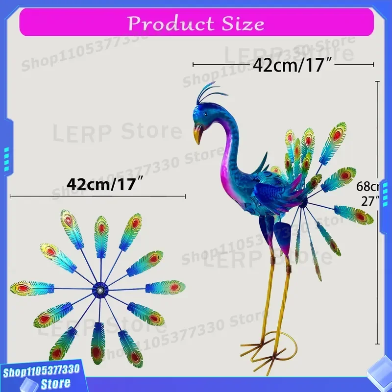 Large Peacock Statue for Outdoor Garden Decoration Resin Bird Sculpture Lawn Yard Art Ornament Home Patio Decor Gift Resin