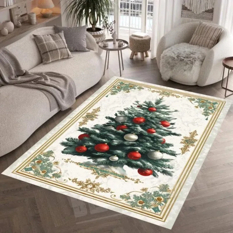 Luxurious Christmas Carpet Theme Indoor Area Living Room Mat Mats Edge Large Mat Suitable for Bedroom Window Sill Holiday Rugs - Image 2