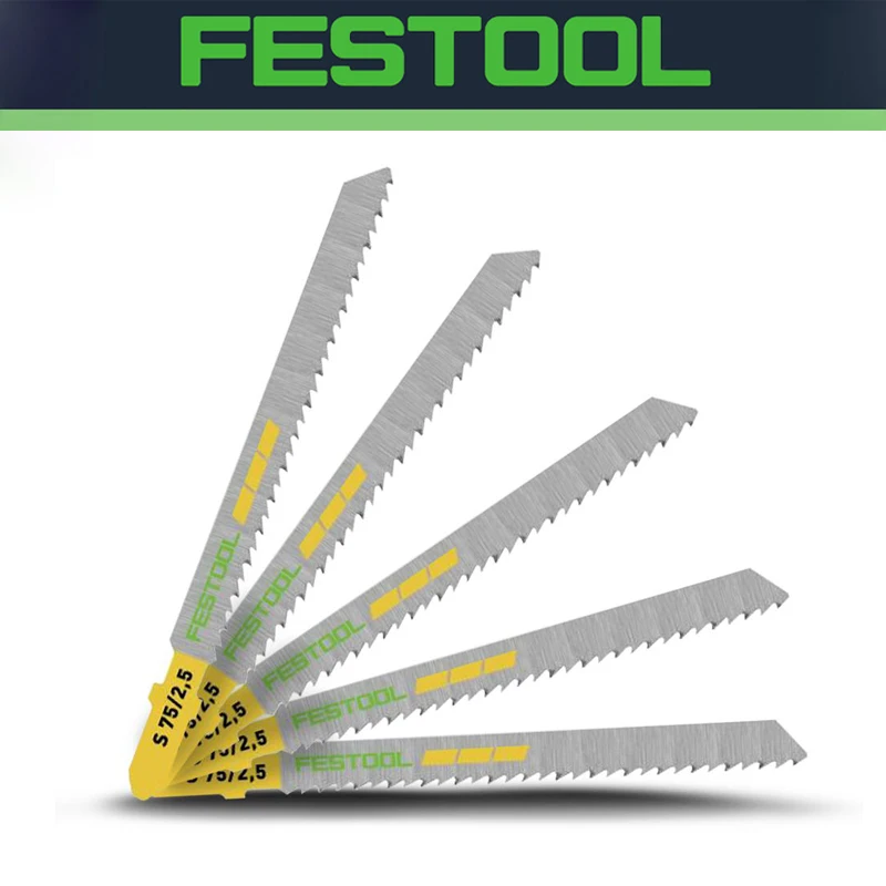 FESTOOL 204256 S 75/2,5/5 5-Pack 75mm Jigsaw Blade Fine Wood Cutting Clean Splinter-free Cut Tool Accessories