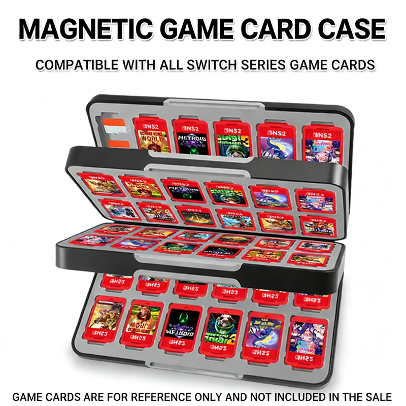 

Магнитный чехол для игровых карт Nintendo Switch OLED Lite 2 с 72 слотами для карт и 144 слотами для карт TF/Micro SD, силиконовый защитный чехол для переноски