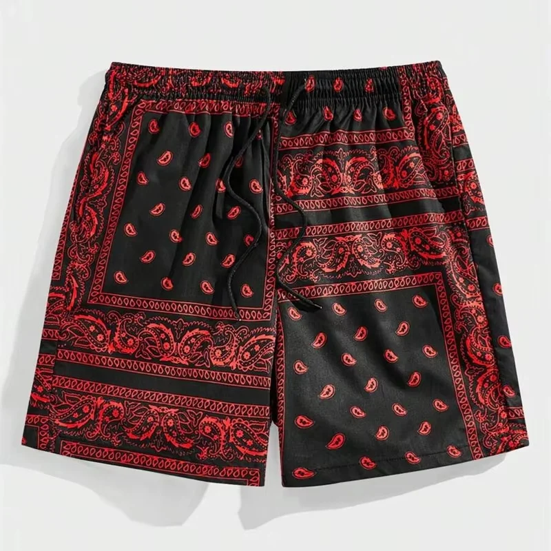 Summer Men Retro Perris Pattern Drawstring Board Shorts Hawaii Casual Beach Swim Trunks Sea Vacation Surf Shorts big size S-6XL