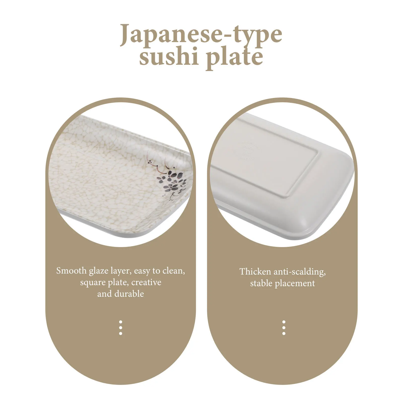 

2Pcs Sushi Plate Rectangular Japanese Style Resin Snack Serving Plate Multi Purpose Household Tableware Dessert Dish
