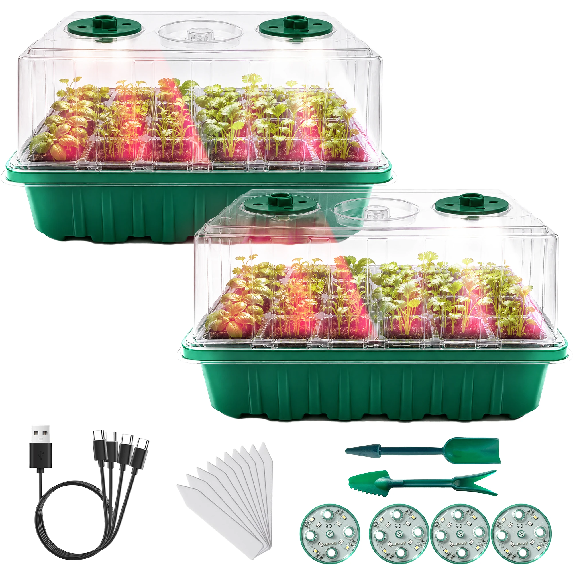 24セル種子スターターキット、8個のLED育成ライト、ドーム - Dome Propagation Kit のレビューと価格