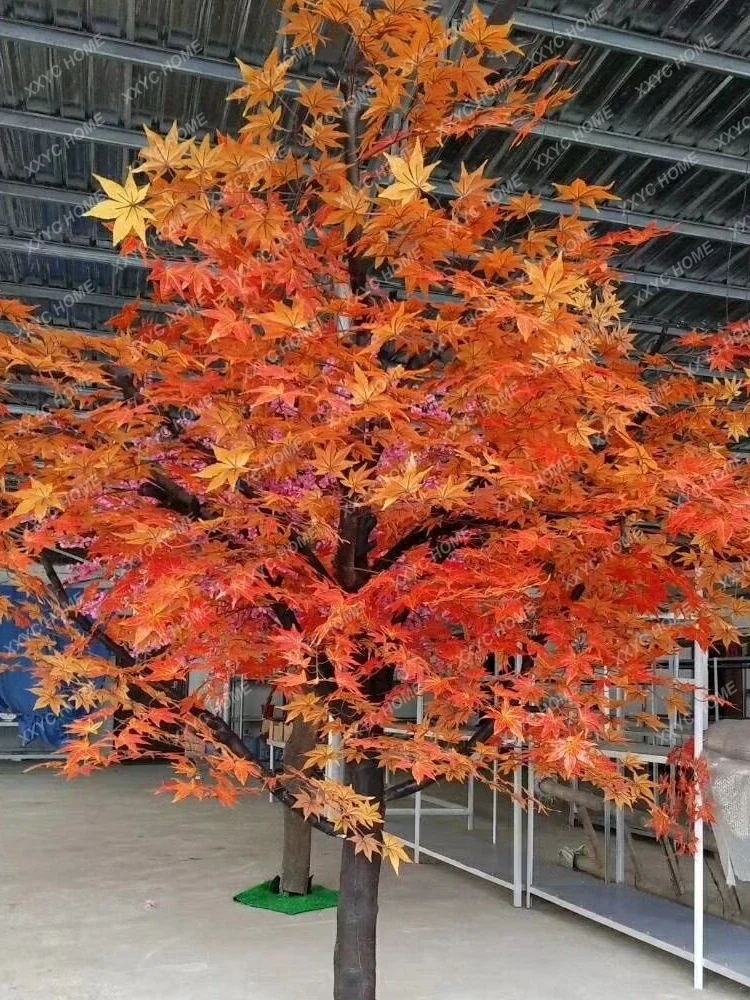 Simulation Red Maple Tree Maple  Big Tree Hotel Large Imitative  Decoration Fake Trees Floor Imitative