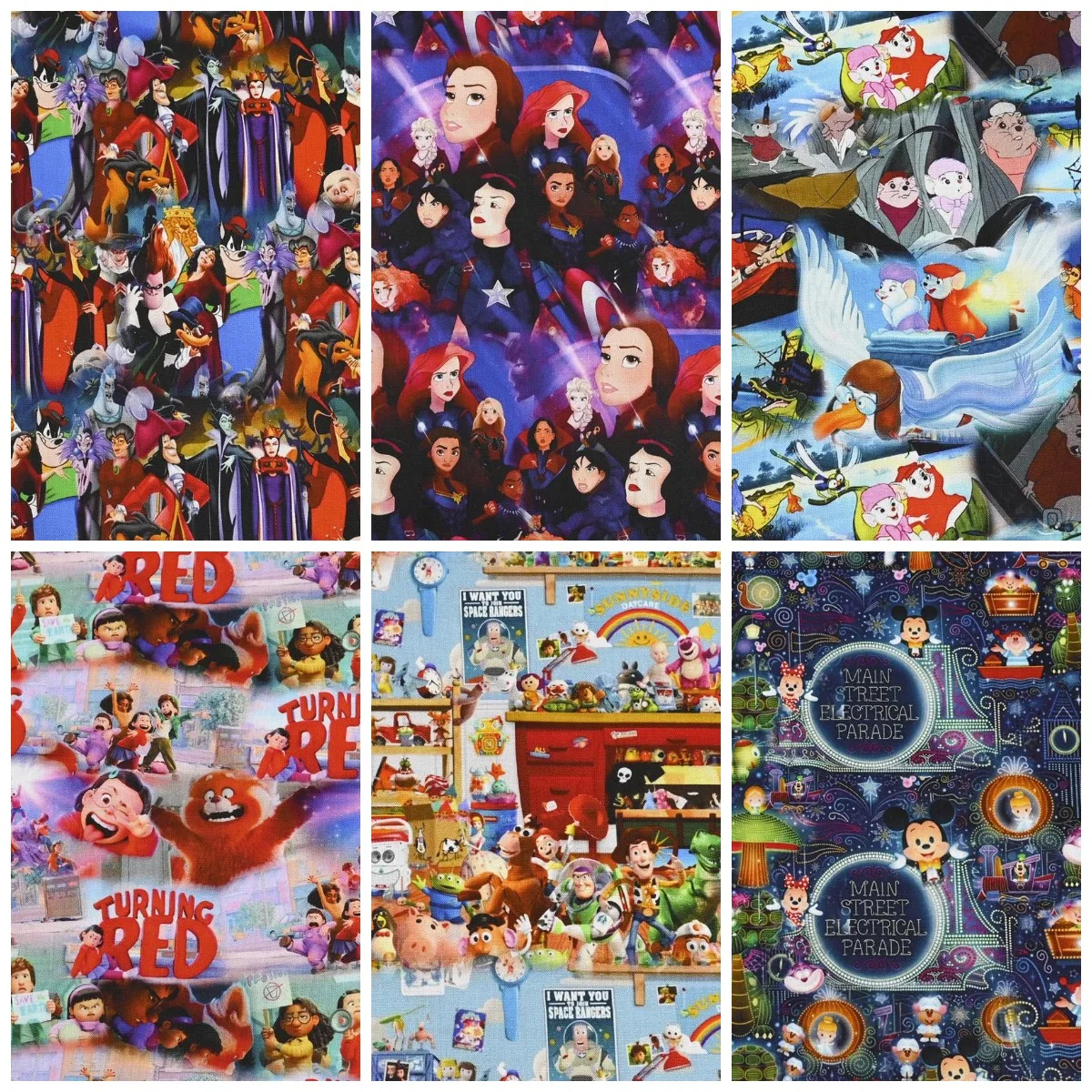 

Sale Wide110cm Disney The Rescuers Turning Red Toy Story Witch Cotton Fabric Tissue Sewing Quilting Fabric Material DIY Handmade
