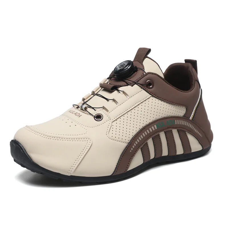 Zapatillas de correr con botón giratorio para hombre, zapatos deportivos versátiles, transpirables, informales, a la moda, novedad de 2024