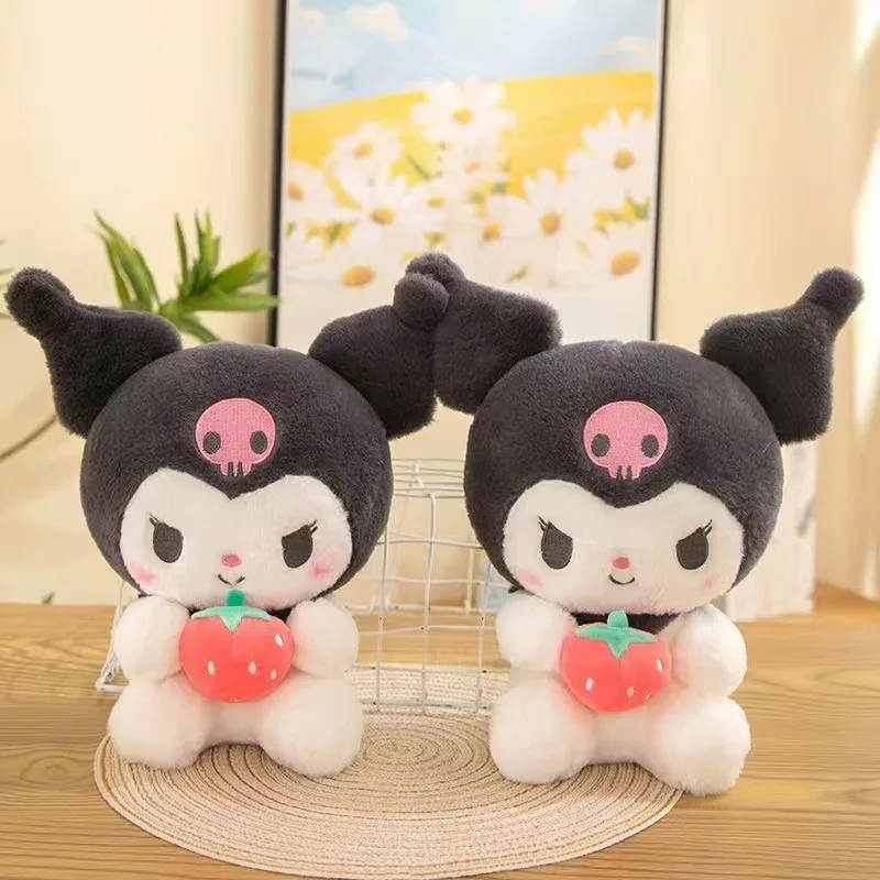 Kuromi-muñeco de peluche Sanrio Kawaii para niñas, juguete bonito de fresa, regalo