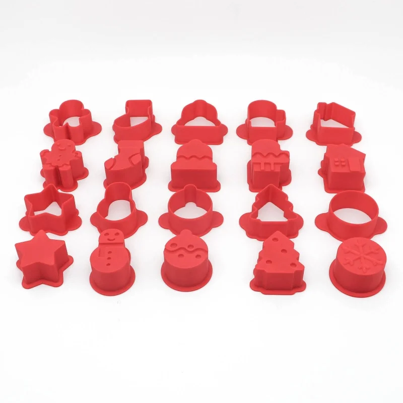 10Pcs Christmas Cookie Tools 3D Biscuit Mold Santa Snowman Tree Cookie Mould Stamp Xmas New Year Party Baking Tools