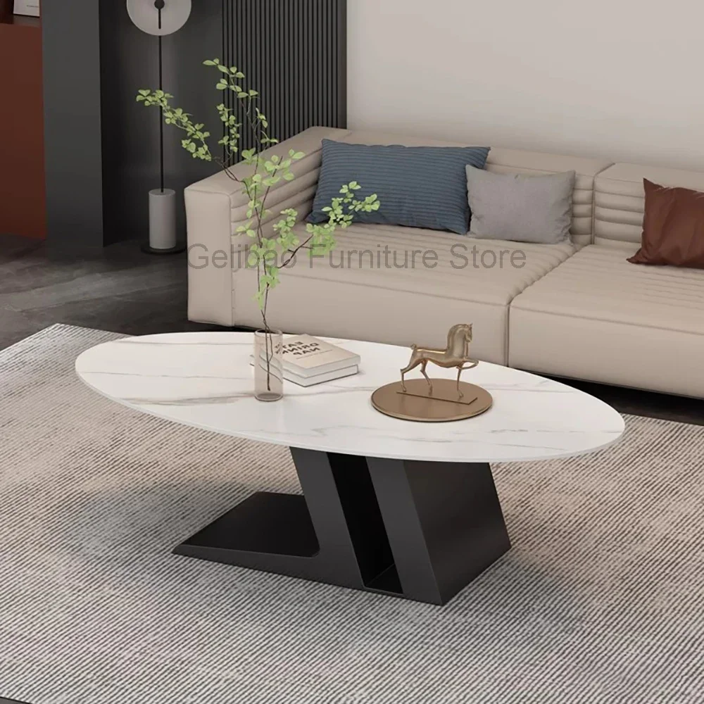 

Luxury Italian Coffee Table Living Room Center Minimalist Salon Oval Coffee Table Decoration Organizer Living Room Furniture