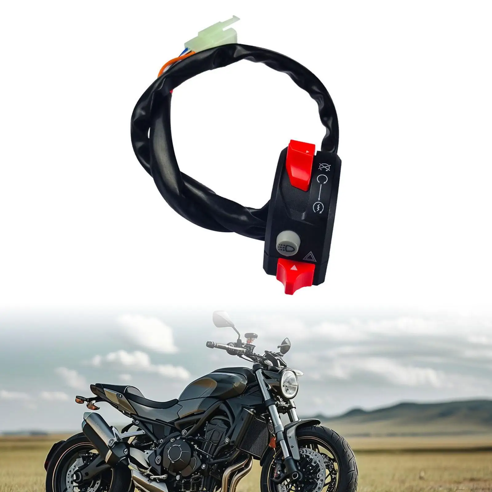 

Hazard Light Switch Flameout Switch Lamp Switch Start on Off Light for Motorcycle Easy to Install DIY Modified Parts