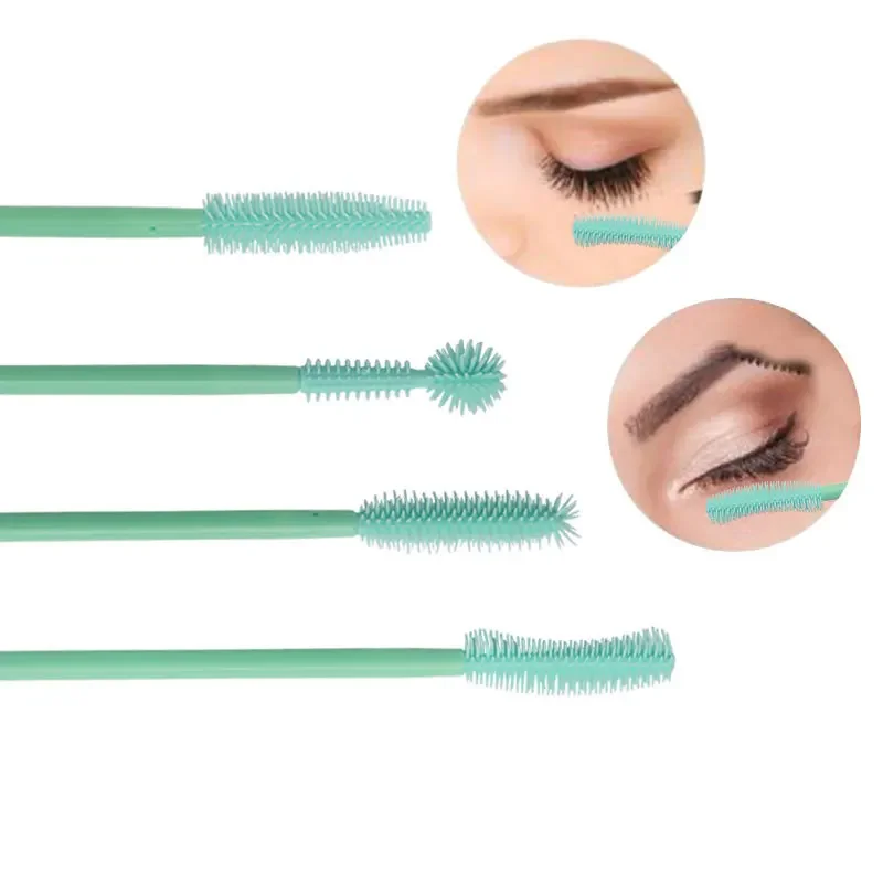 Sdotter 50 Uds. Cepillos de silicona para pestañas, varitas para rímel desechables, aplicador, cepillo para pestañas, herramientas de maquillaje para extensión de pestañas