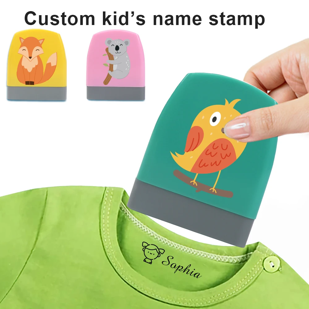 1pc Personalize Custom Name Birds Foxes Koalas Stamp Selfing-inking Stamp Available Refillable