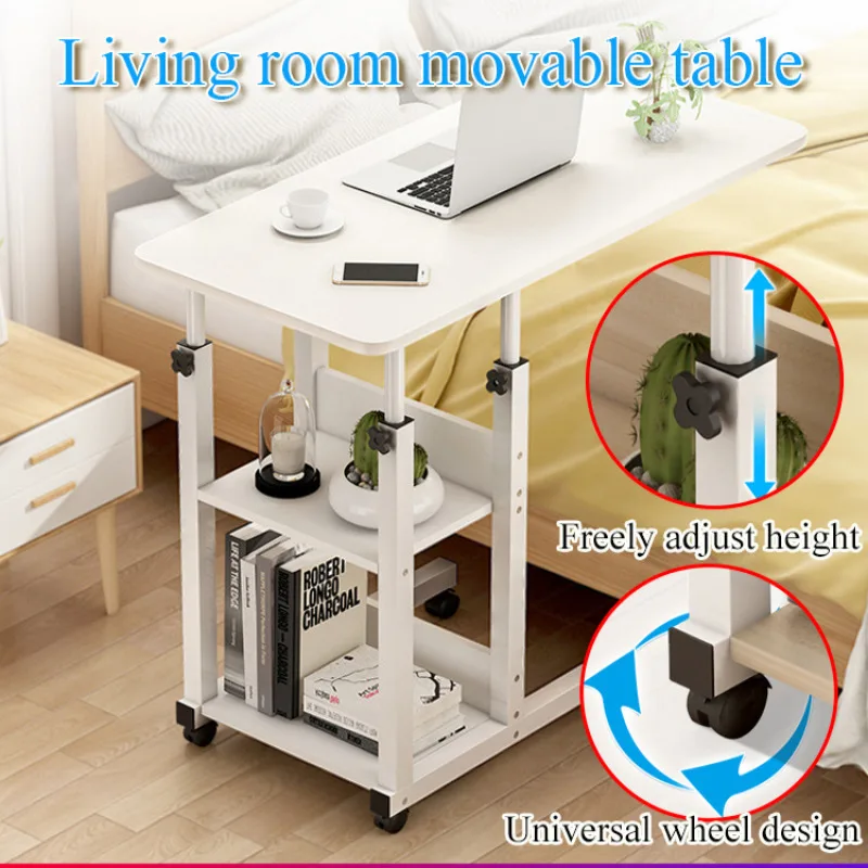 Home Multifunctional Lazy Desk Bedside Adjustable Height Study Table Dormitory Simple Movable Computer Lifting Table with Wheel