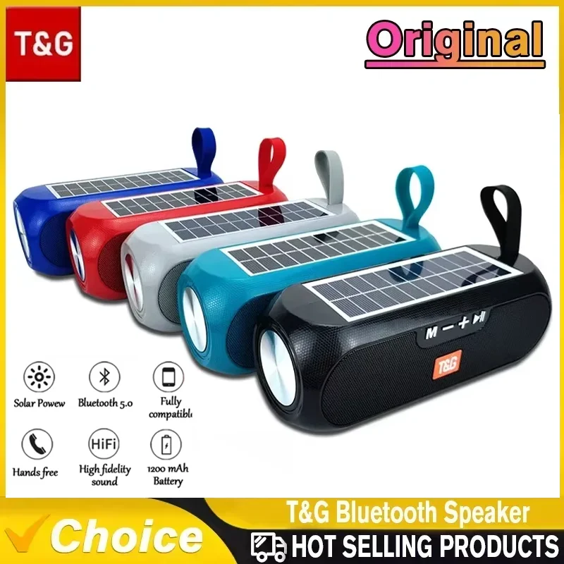 TG182 Solar With Flashlight Speaker Outdoor Bluetooth Speaker 10W USB Portable Wireless Support TF Card FM Radio Assisted Input