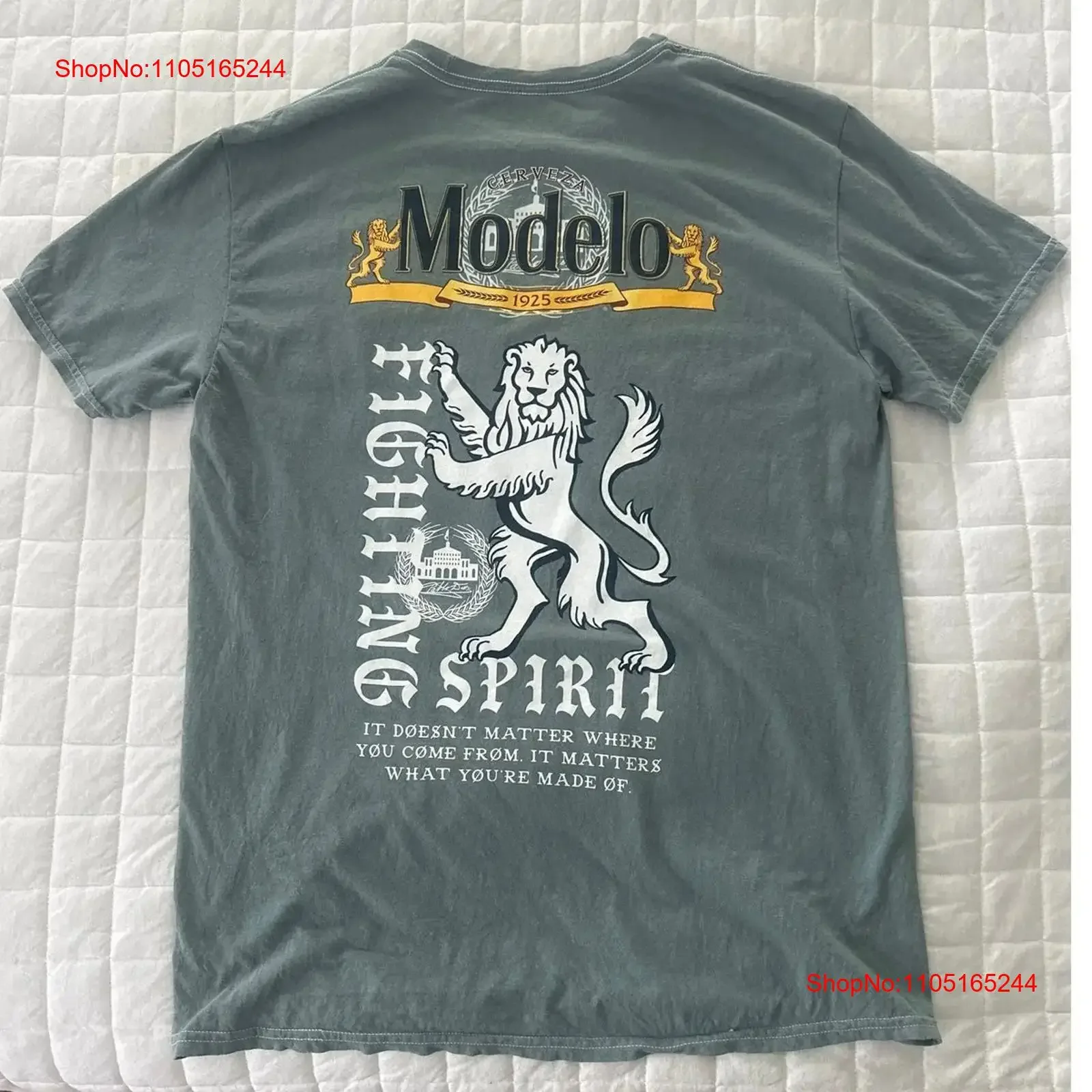 

MODELO футболка для взрослых, большая зеленая двусторонняя мексиканская пиво Cerveza, винтажная стираная мягкая дизайнерская одежда, дышащая стильная одежда