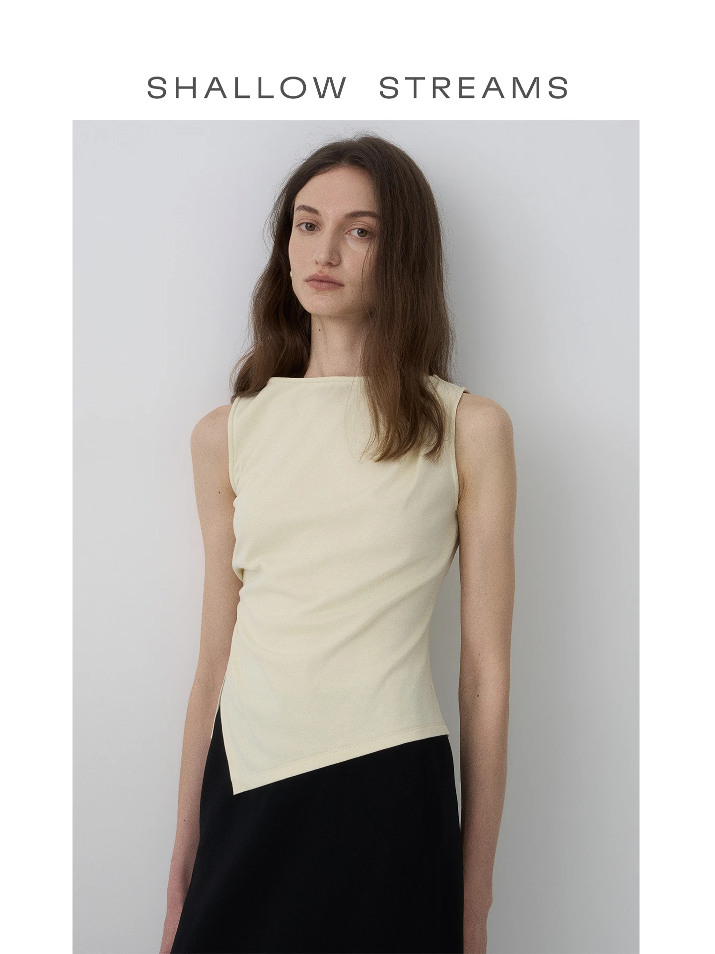 

Shallow Streams Casual Style Cotton Sleeveless Vest Top Irregular Aesthetic Pear Turbulence Sea Women's Outerwear