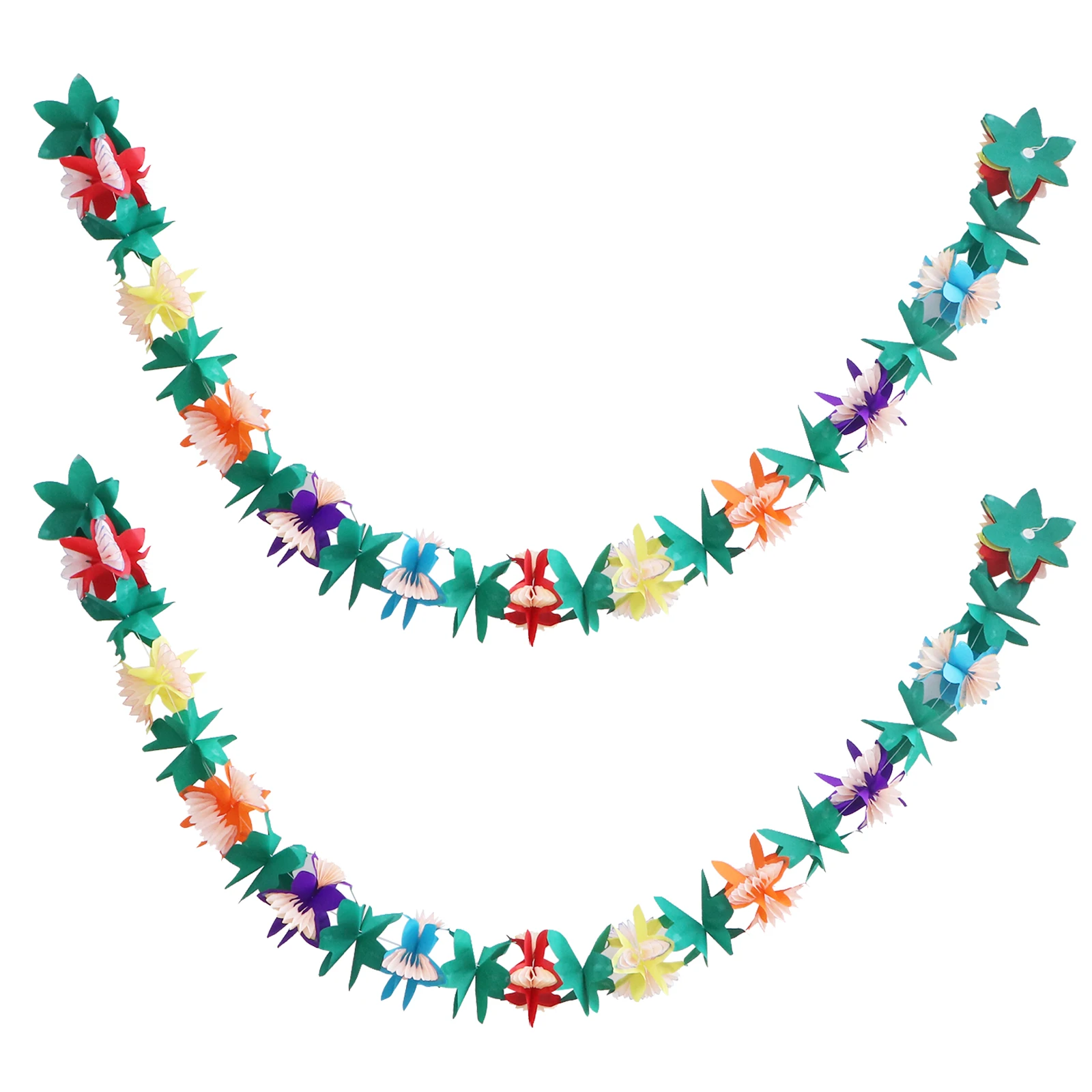 

2Pcs Hawaiian Latte Decorations Colorful Flower Banners Rose Paper Dyed Banner Party Supplies Beach Summer Festivals Solid