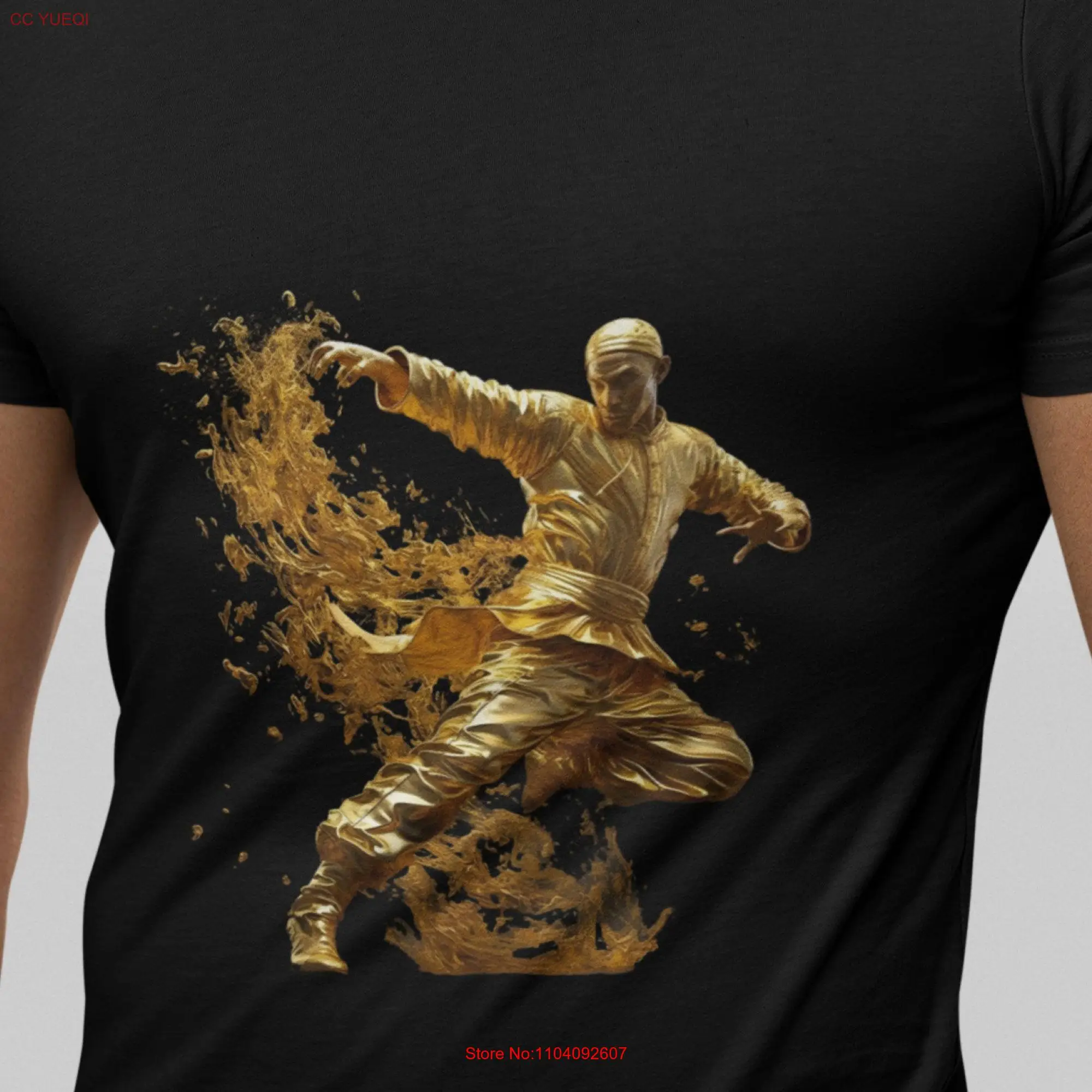 Kung Fu t shirt Heavy Cotton Golden Fury Master martial arts yoga casual wear top Shaolin monk tee long or short sleeves