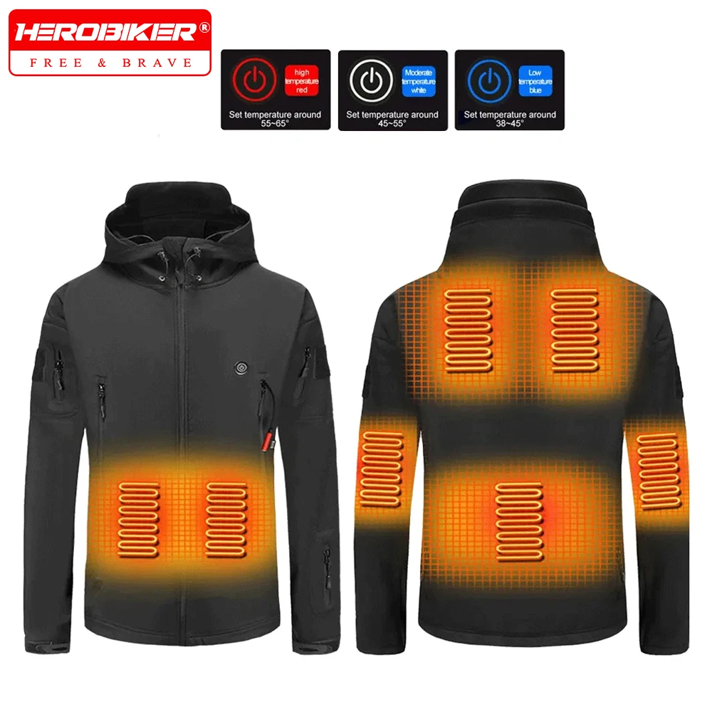 

Winter Electric Heating Jacket Men Women 7 Zone USB Electric Heating Jacket Heat Hunting Camping Hiking Coat Thermal Clothing