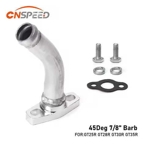 CNSPEED 45 Degree Aluminium Alloy Turbo Oil Drain/Return Pipe Kit For GT25R GT28R GT30R GT35R Flange Ball Bearing Turbocharger