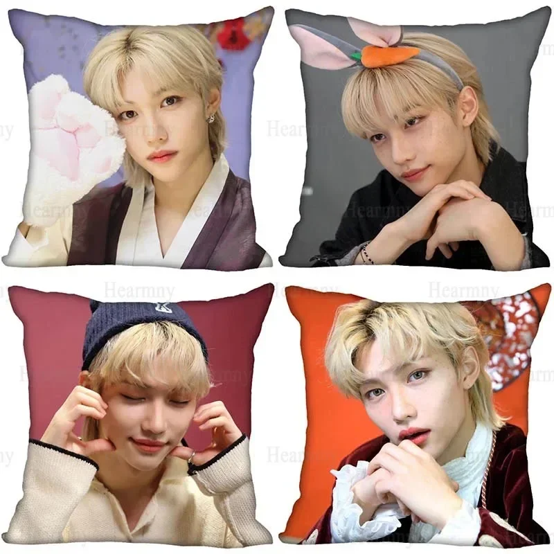 New Felix KPOP Pillow Cover Bedroom Home Office Decorative Pillowcase Square Zipper Pillow Cases Satin Soft No Fade