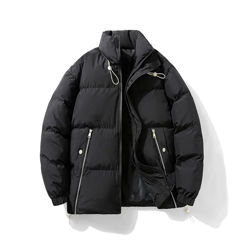 

2024, мужские парки, утепленная мужская куртка-карго с воротником-стойкой, однотонная модная брендовая зимняя ветрозащитная куртка-карго, повседневная парка