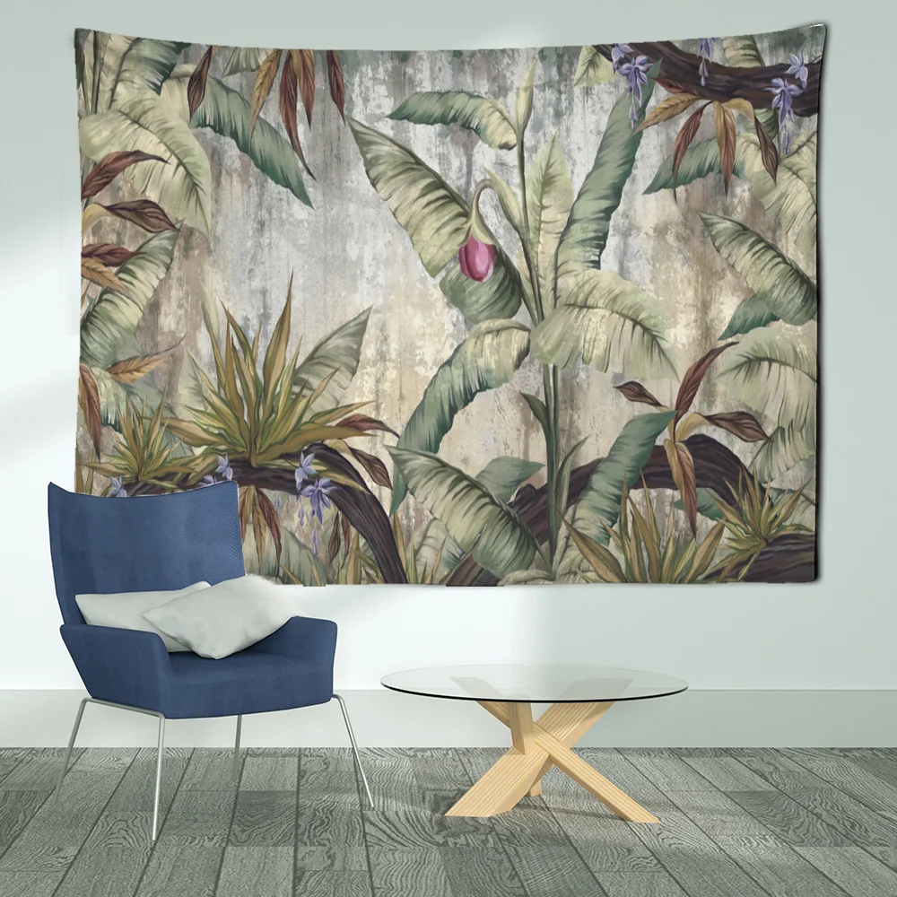 Palm Tree Tapestry Wall Hanging Tropical Leaves Flowers Pattern Beach Wall Tapestry Animal Backdrop Home Decor