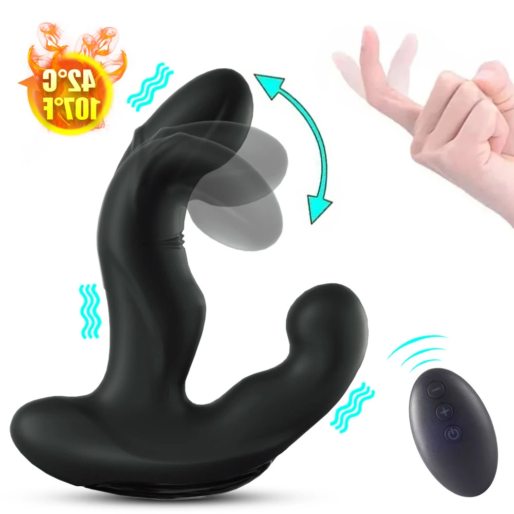 Male Prostate Massager 3 In 1 Wiggle Heating Anal Plug Sex Toys for Men Masturbation G Spot Stimulation Wireless Dildo Vibrator