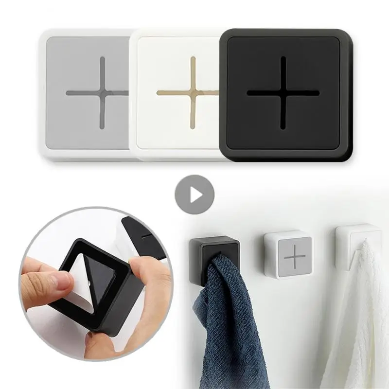 Self Adhesive Towel Plug Holder Wall Mounted Bathroom Towel Hook Storage Rack Waterproof Kitchen Rag Dishcloth Clip Organizer