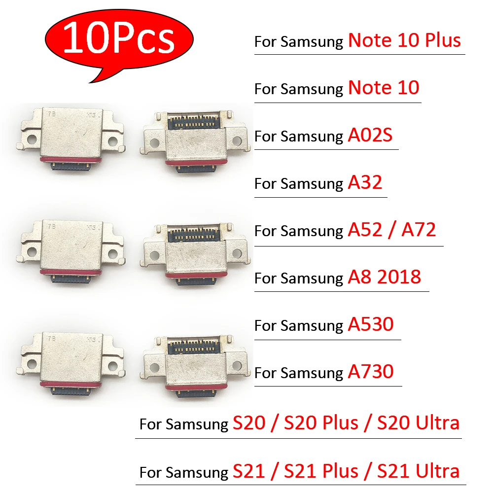 10Pcs,Charger Micro USB Charging Port Dock Connector Socket For Samsung A8 2018 A530 A730 A52 A72 S21 Note 10 S20 Plus S21 Ultra