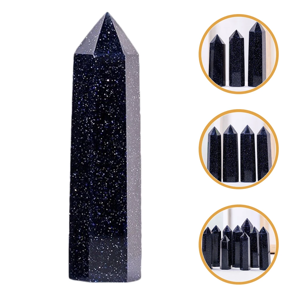 

Natural Crystal Pointed Blue Sandstone Stone 7-8cm Meditation Decor Hexagonal Crystal Column Healing Gift Craft Stone