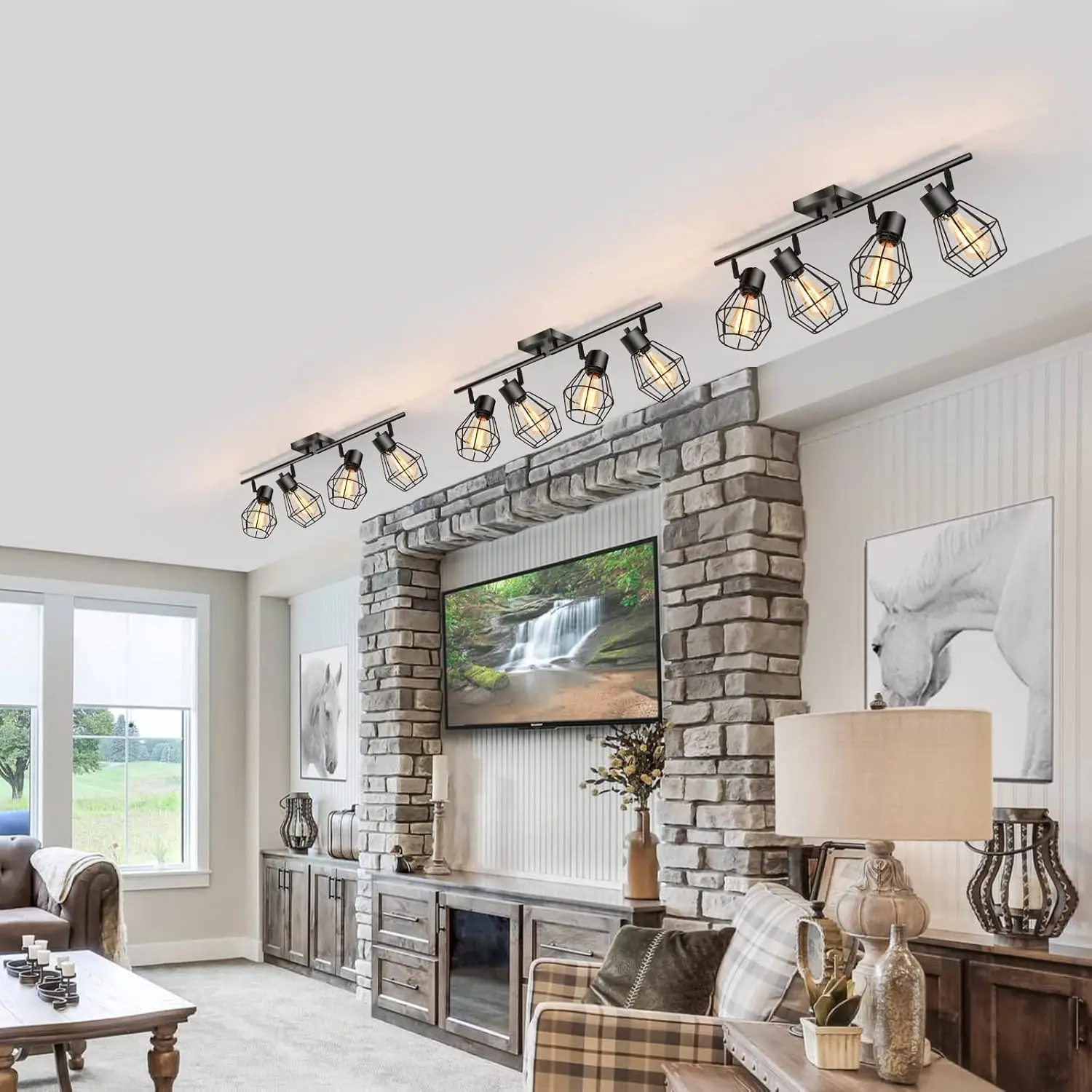 4-Light Modern Track Lighting - Adjustable Black Ceiling Spotlight for Kitchen, Dining Room & Hallway