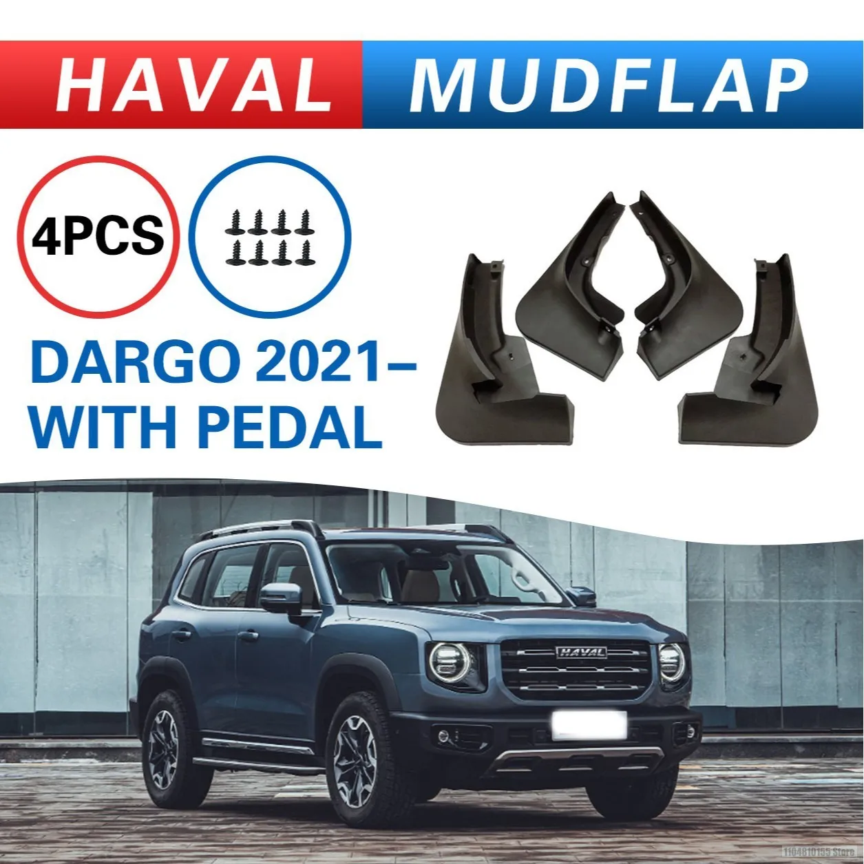 

For Haval dargo with Pedal Dargo With Pedal 2021 car mudguard, Splash proof mudguard, front and rear wheel fender