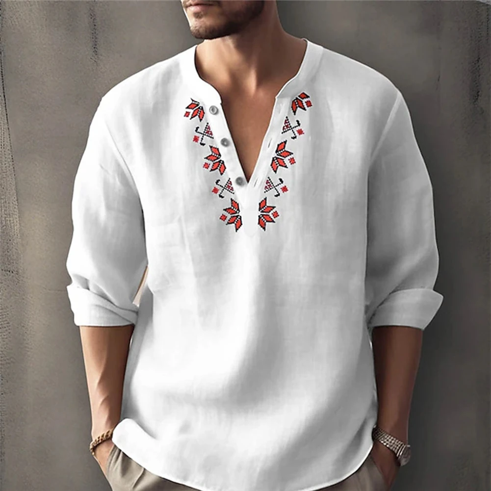 

Fashion Shirt Men Blouse Man Beach V-Neck Blouse Button-Down Mens Regular-Fit Shirt Thin Shirt Cardigan Henley